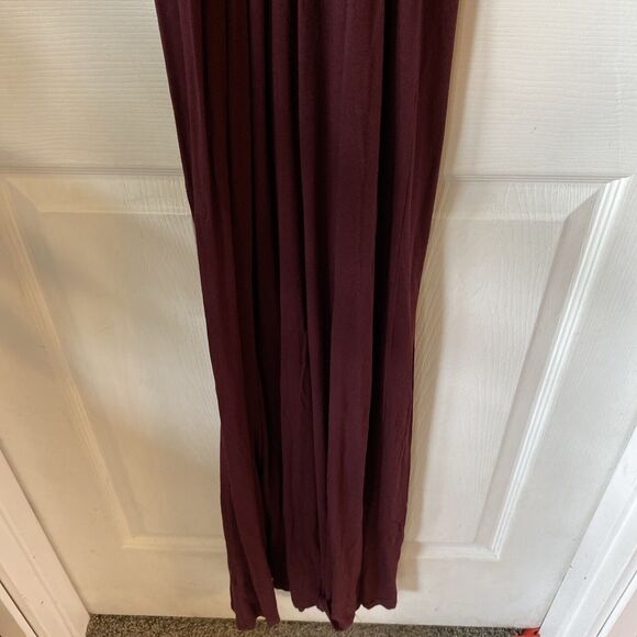 Lush Maxi Dress Sleeveless Surplice Neckline Pleated Plum Deep V Neck Purple S - Picture 9 of 11